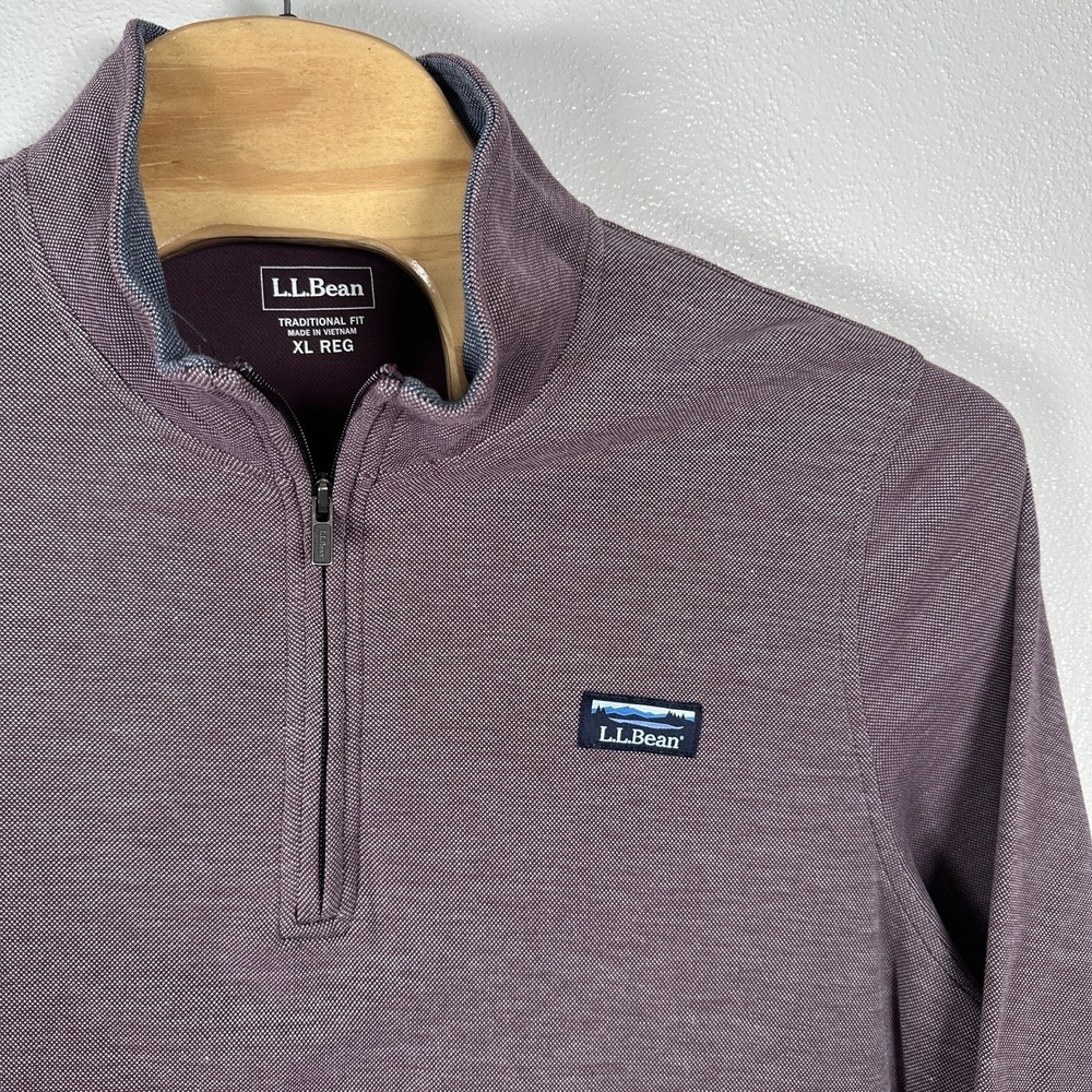 L.L.Bean 1/4 Quarter Zip Pullover Sweatshirt Mens XL Traditional Fit Maroon Red